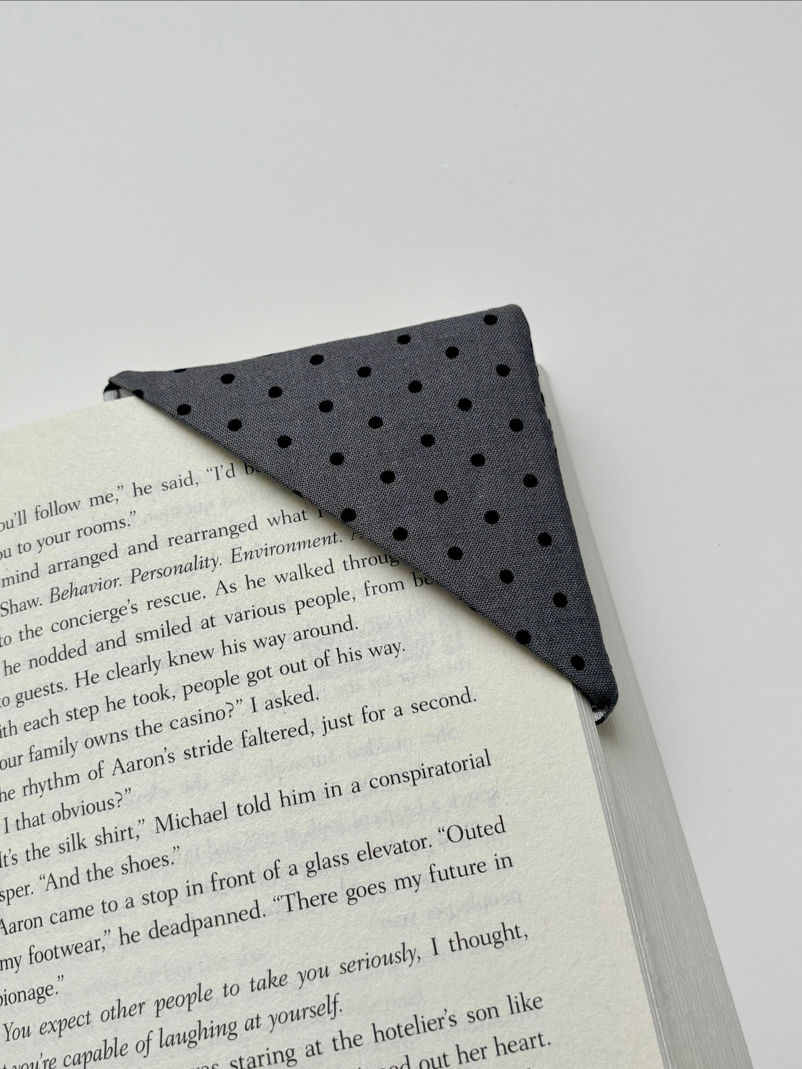 Dotty Fabric Corner Book Mark