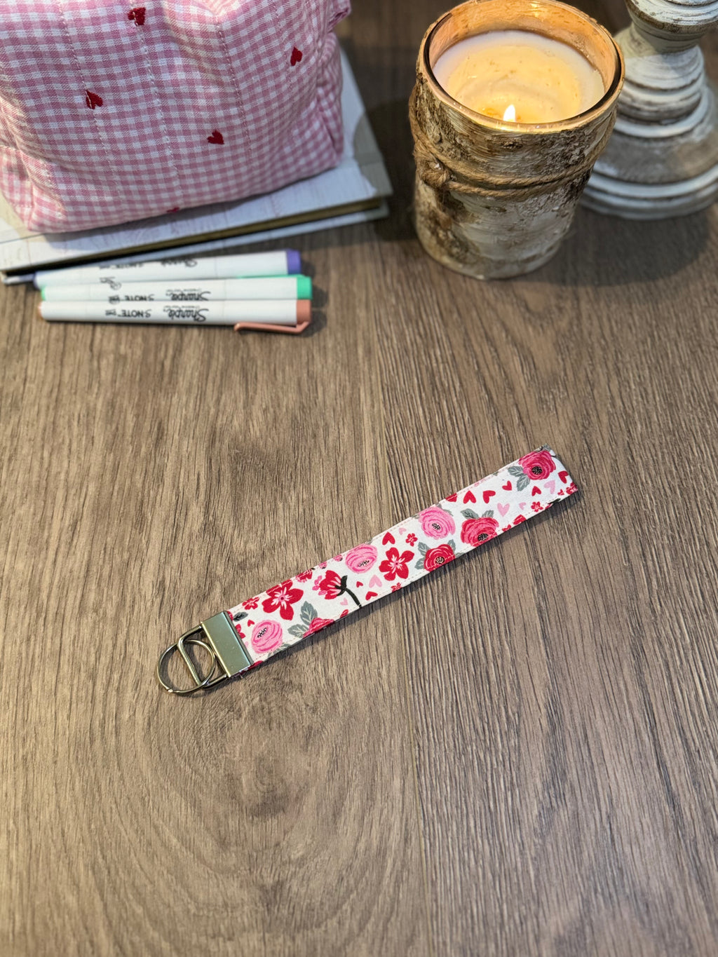 Floral Valentines Wristlet
