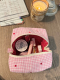 Gingham Heart Valentine Makeup Bag