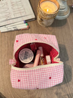 Gingham Heart Valentine Makeup Bag